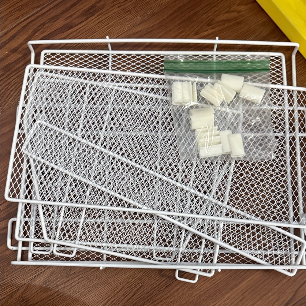White Metal Mesh Storage Organizer